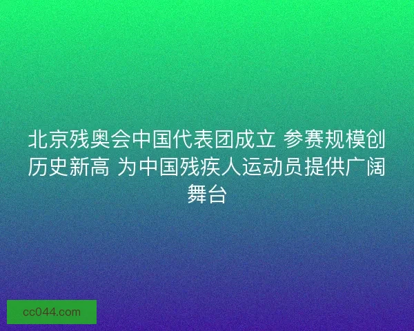 北京残奥会中国代表团成立 参赛规模创历史新高 为中国残疾人运动员提供广阔舞台